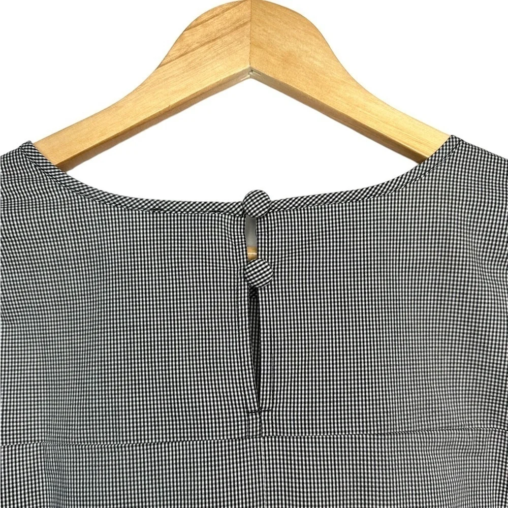 1. J Crew XXS Gingham plaid 3/4 bell flare sleeves slits bow keyhole in back - Picture 4 of 14